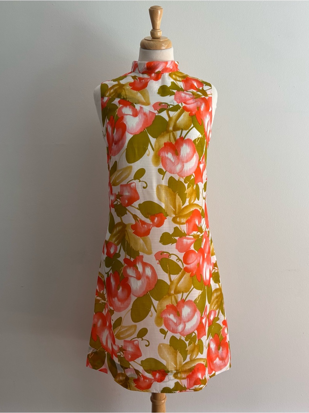 Vintage 1960s Sheer Watercolour Floral Print Shift Dress / 36 bust